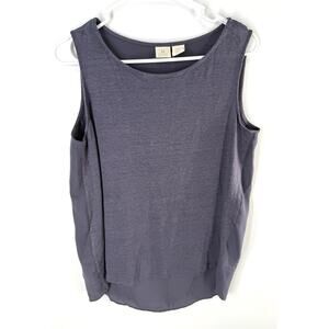 catherine malandrino Sleeveless top Linen Front Draped Back Size L Purple